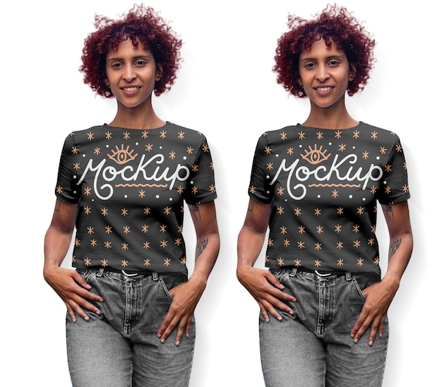 PSD maquete de camiseta feminina