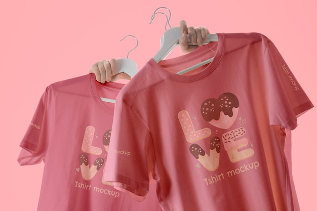 PSD maquete de camiseta realizada por mãos humanas