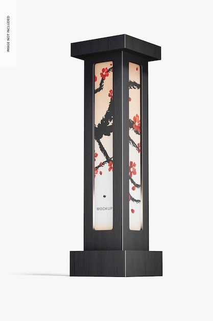 Maquete de candeeiro de mesa de papel japonês, vista esquerda