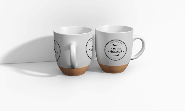 maquete de caneca com fundo estético de madeira