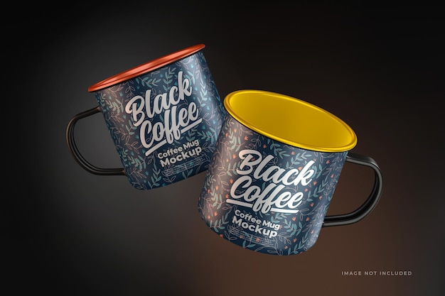 Maquete de caneca de café com tema escuro