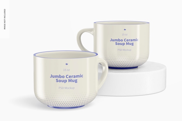 Maquete de caneca de sopa de cerâmica Jumbo de 15 onças
