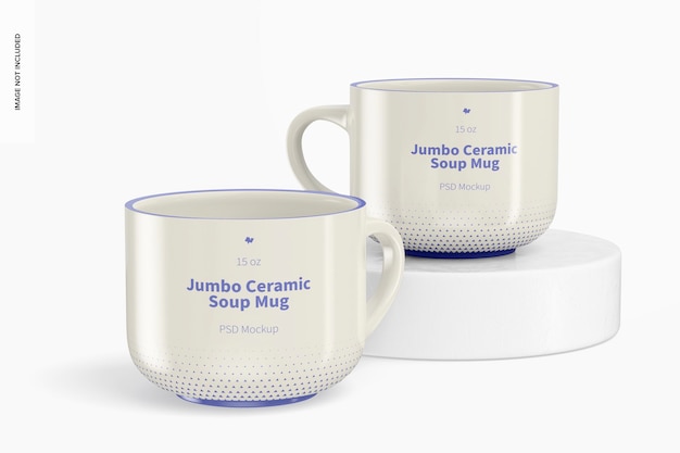 Maquete de caneca de sopa de cerâmica jumbo de 15 onças