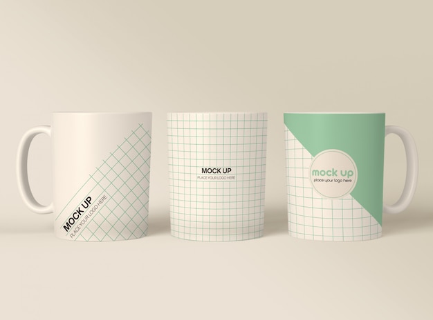 Maquete de canecas de café