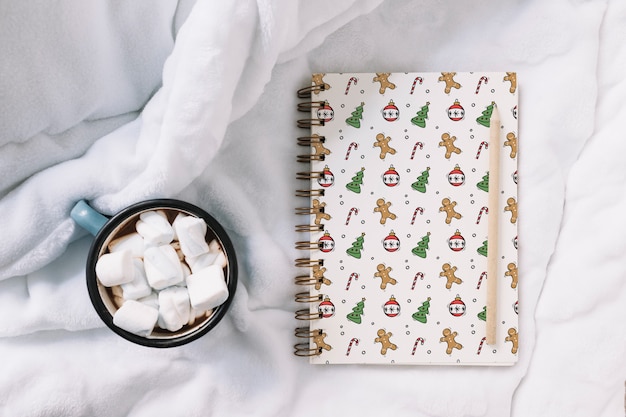 Maquete de capa de caderno com conceito de Natal