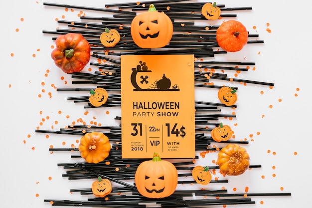 Maquete de capa de papel com conceito de halloween