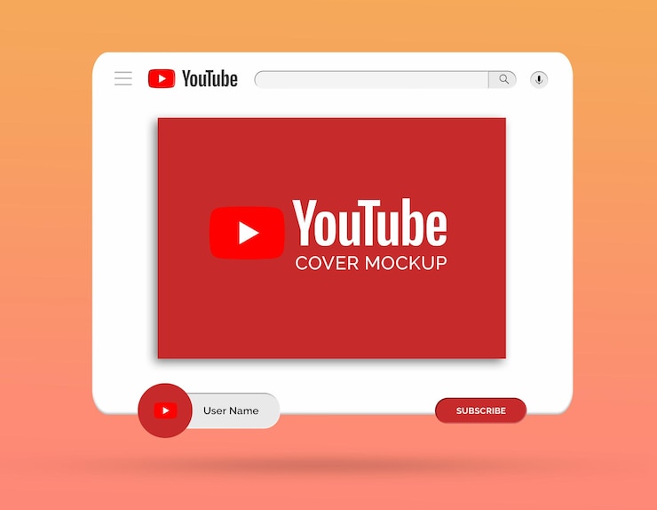 PSD maquete de capa de vídeo do youtube