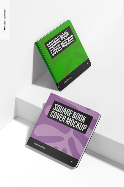 Maquete de capas de livro quadradas, inclinadas