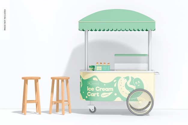 Maquete de carrinho de sorvete, com bancos