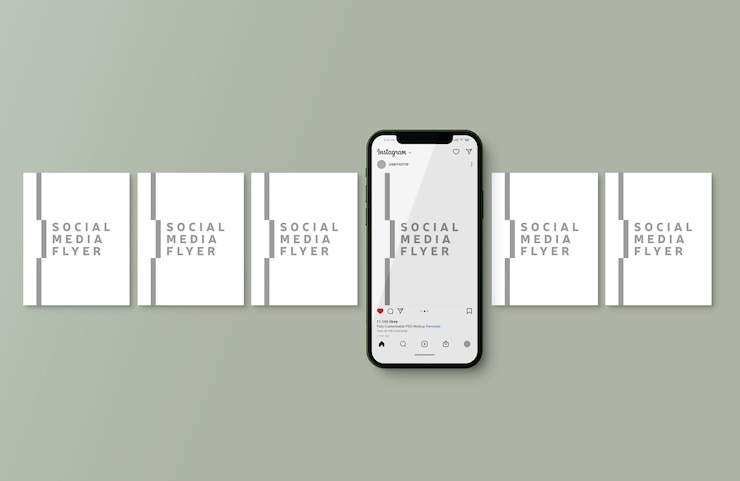 PSD maquete de carrossel com 6 fotos de feed de postagem do instagram