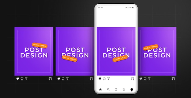 PSD maquete de carrossel de postagem vertical do instagram com fundo preto