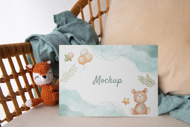PSD maquete de cartão de chá de bebê menino