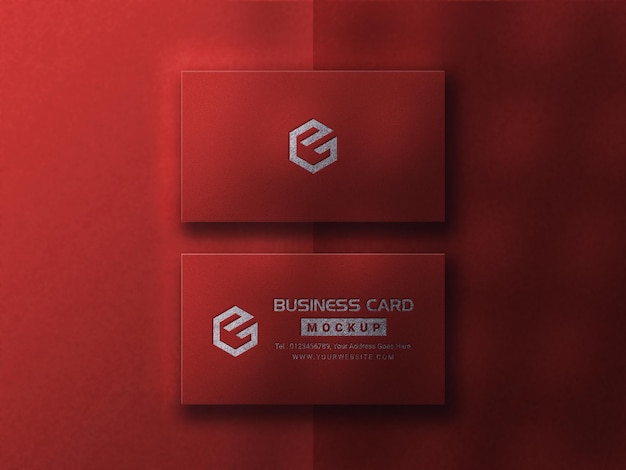 Maquete de cartão de visita vermelho de luxo com sombra escura