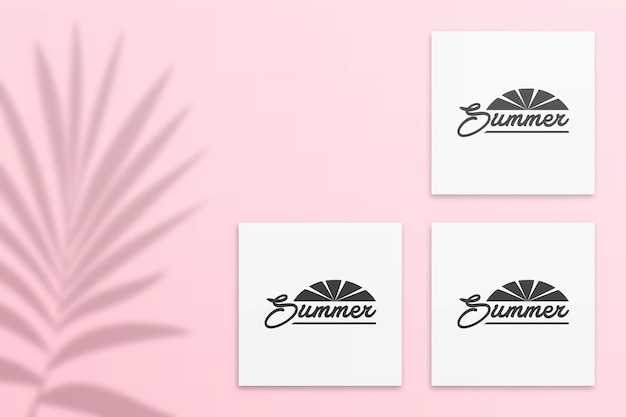 Maquete de cartão postal de verão instagram com sombra de folhas