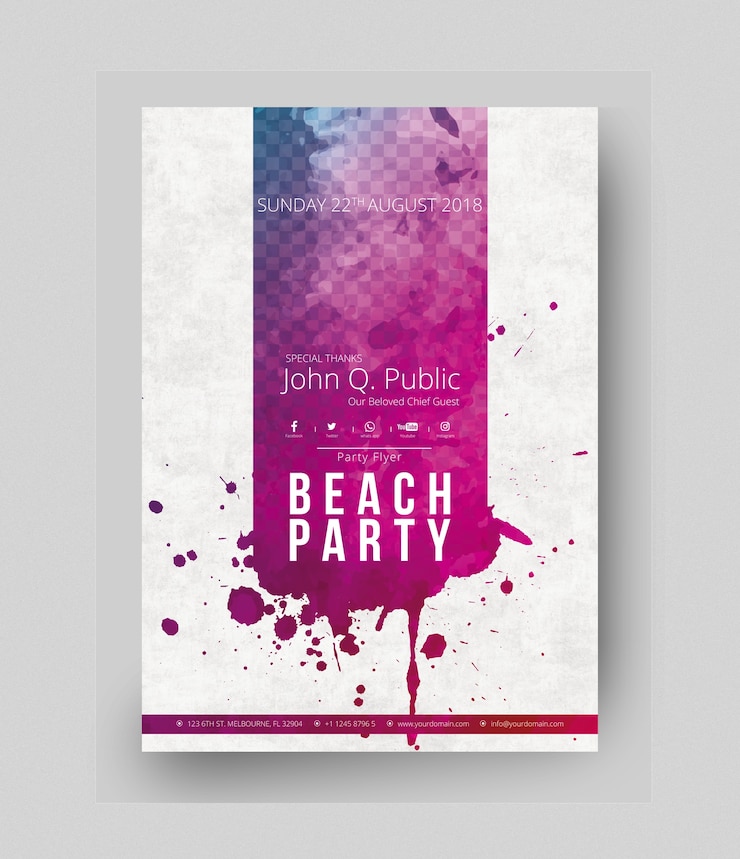 PSD maquete de cartaz de festa com manchas