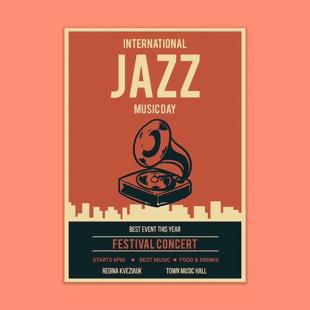 PSD maquete de cartaz de música jazz