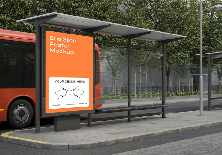 PSD maquete de cartaz de ponto de ônibus