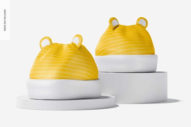 Maquete de chapéus de bebê