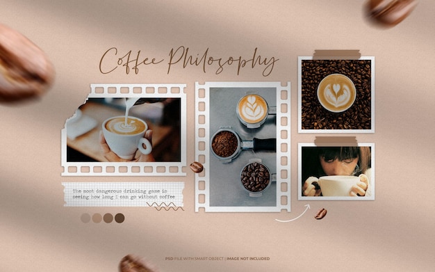 Maquete de colagem de moodboard coffe elegante