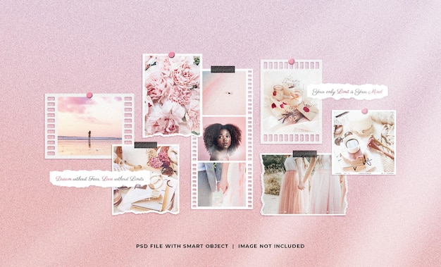 Maquete de colagem de Moodboard feminino