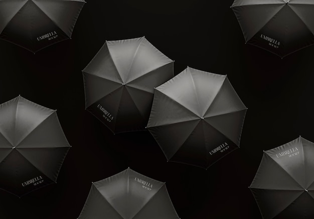 PSD maquete de coleção de guarda-chuvas escuros
