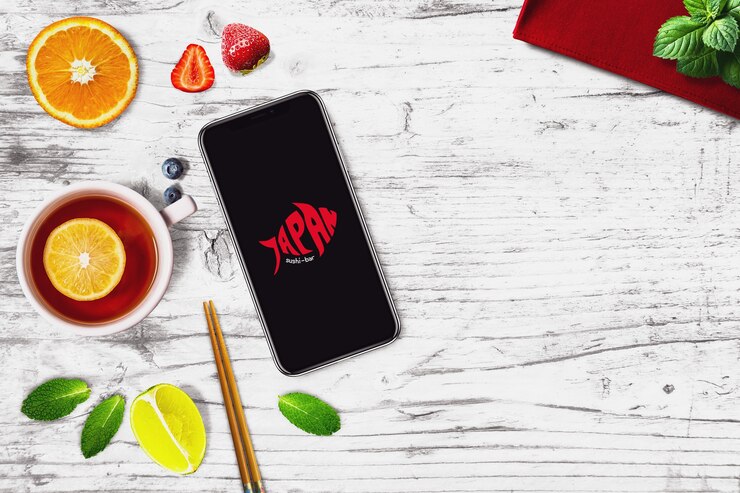 PSD maquete de comida com design de sushi