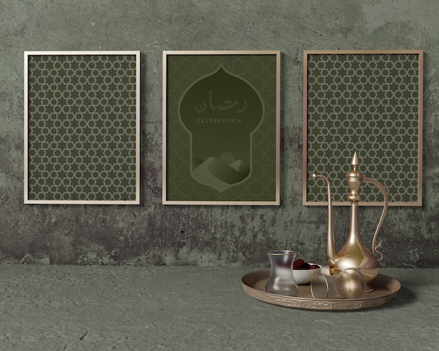 Maquete de composição do Ramadã com quadros