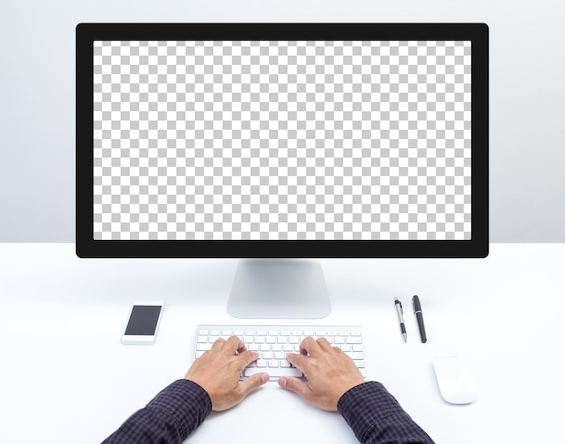 PSD maquete de computador desktop de tela