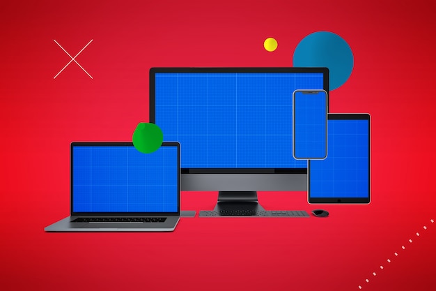 PSD maquete de computador e smartphones