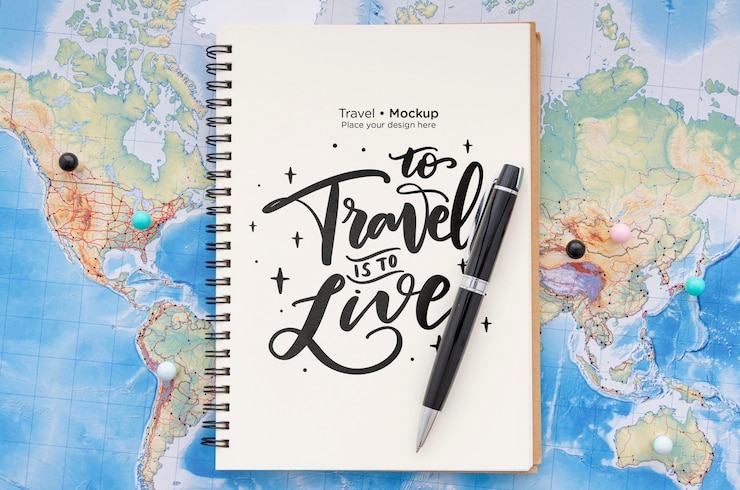PSD maquete de conceito bonito viagens