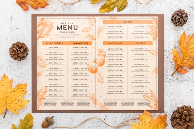 Maquete de conceito de menu de restaurante