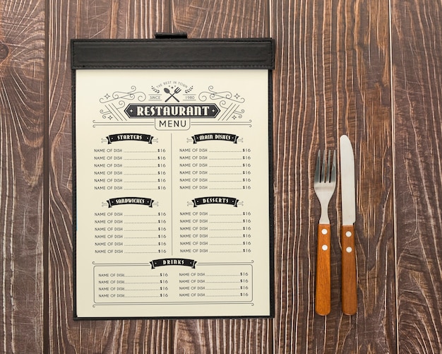 PSD maquete de conceito de menu de restaurante