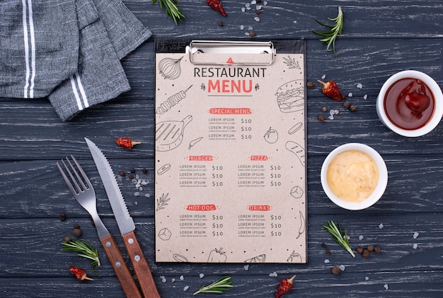 Maquete de conceito de menu de restaurante