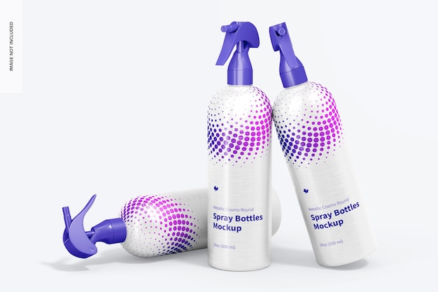 Maquete de conjunto de frasco spray redondo metálico Cosmo de 16 onças