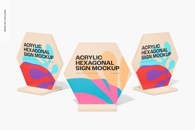 Maquete de conjunto de placa de mesa hexagonal de acrílico