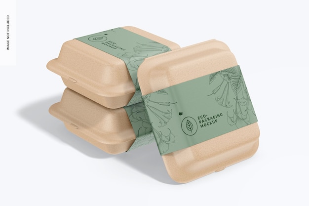 Maquete de Conjunto de Recipiente de Comida Eco Square