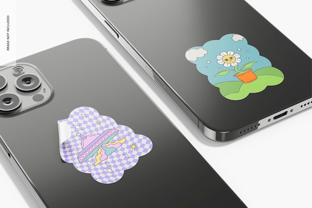 Maquete de decalques recortados em smartphones
