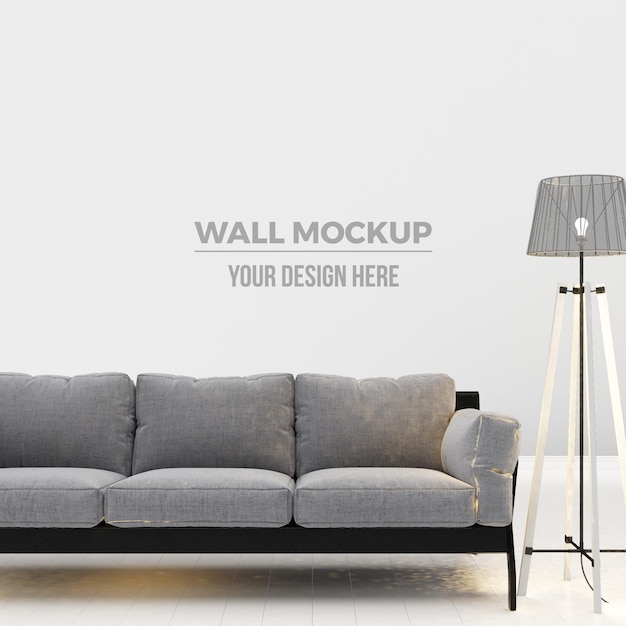 maquete de decoração moderna de sala de estar e sofá