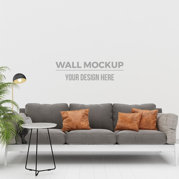 maquete de decoração moderna de sala de estar e sofá