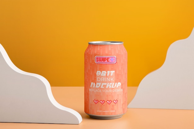 Maquete de deliciosa bebida enlatada