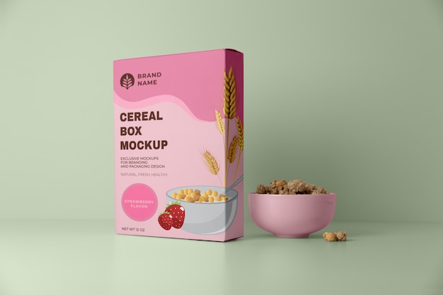 PSD maquete de design de caixa de cereal