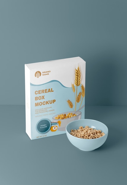 PSD maquete de design de caixa de cereal