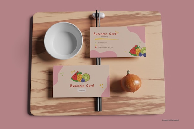 Maquete de design de cartão de visita premium com pauzinhos japoneses