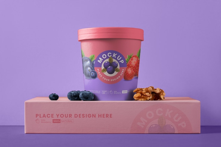 PSD maquete de design de embalagem de açaí