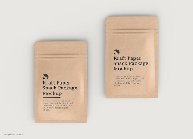 Maquete de design de embalagem de papel sachê para artesanato, bolsa com zíper
