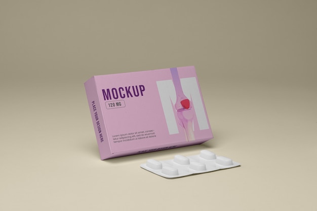 PSD maquete de design de embalagem farmacêutica