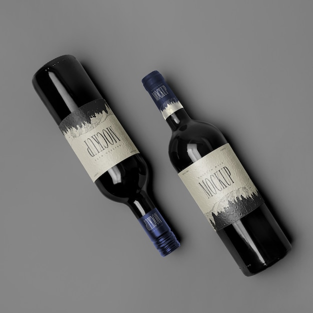 Maquete de design de embalagem para rotulagem de vinho