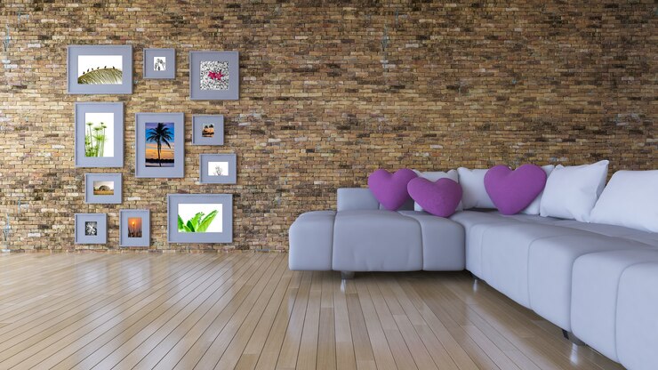 PSD maquete de design de interiores com conceito de amor