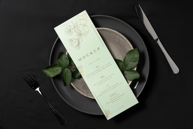 PSD maquete de design de menu de casamento minimalista