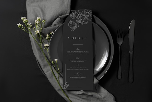 PSD maquete de design de menu de casamento minimalista